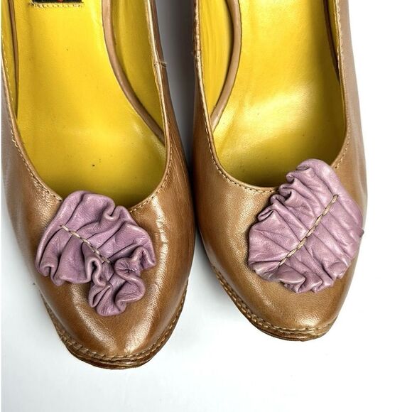 Everybody by EZ Moda Leather Tan with Lavender Accents Pumps Heels 38 US 7,5 - Picture 10 of 16